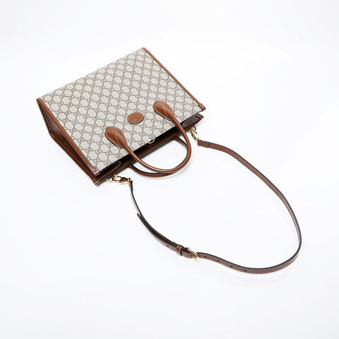 GUCCI GG Supreme 2-way tote Handbag Brown WS21586