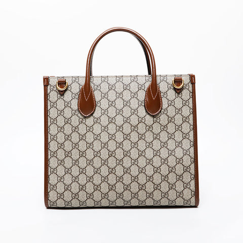 GUCCI GG Supreme 2-way tote Handbag Brown WS21586