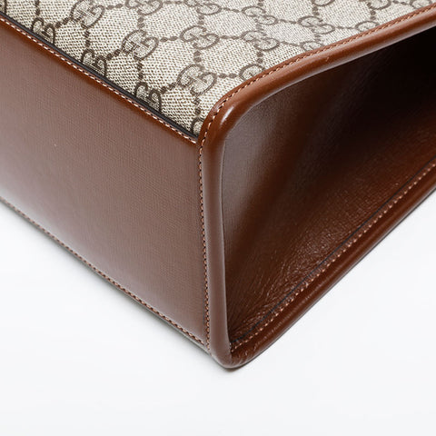 GUCCI GG Supreme 2-way tote Handbag Brown WS21586