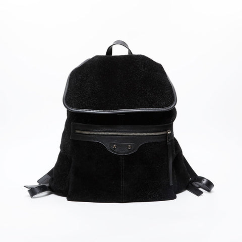 BALENCIAGA Leather Suede Rock Backpack  Daypack black WS21590