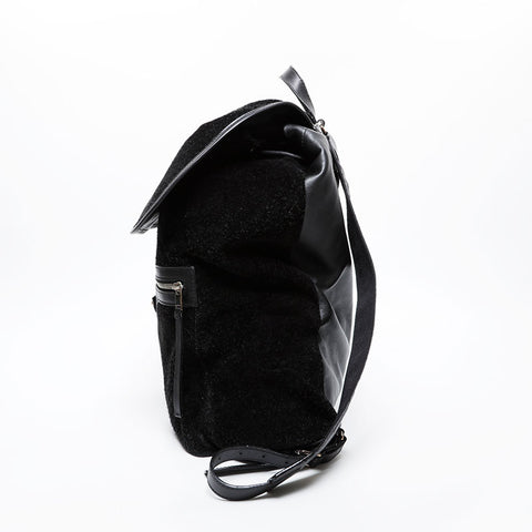 BALENCIAGA Leather Suede Rock Backpack  Daypack black WS21590