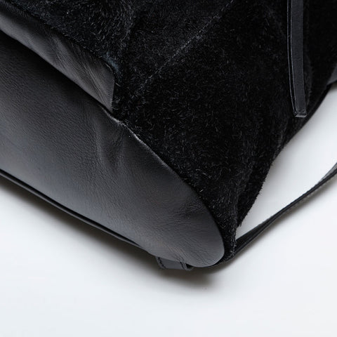 BALENCIAGA 皮革绒面革摇滚背包日用包黑色 WS21590