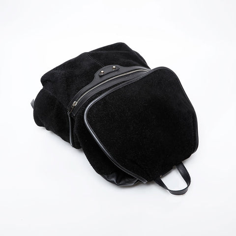 BALENCIAGA 皮革绒面革摇滚背包日用包黑色 WS21590