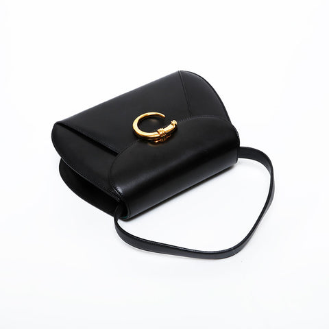 カルティエ CARTIER パンテール レザー ポーチ付き ハンドバッグ ブラック WS21591