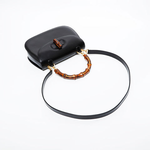 GUCCI Bamboo 2way Handbag black WS21595