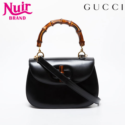 GUCCI Bamboo 2way Handbag black WS21595