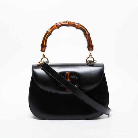 GUCCI Bamboo 2way Handbag black WS21595
