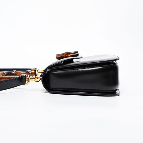 GUCCI Bamboo 2way Handbag black WS21595