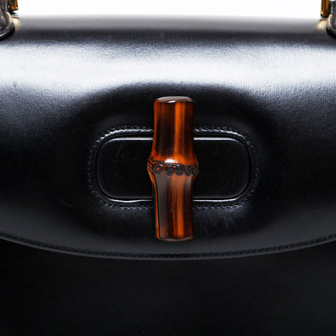 GUCCI Bamboo 2way Handbag black WS21595
