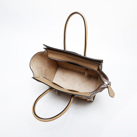 CELINE Luggage Leather Handbag Brown WS21596