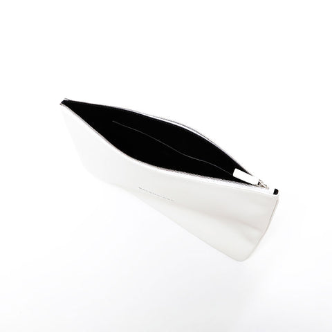 BALENCIAGA Leather Everyday Logo Clutch bag white WS21598