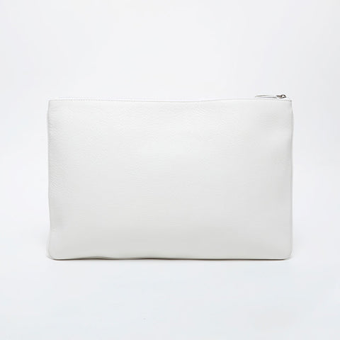 BALENCIAGA Leather Everyday Logo Clutch bag white WS21598