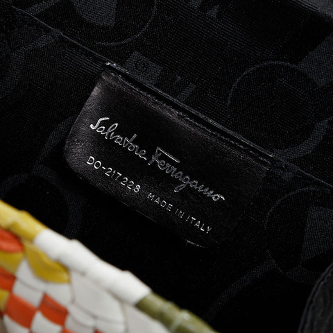 Salvatore Ferragamo INTRECCIATO Leather Gancini Handbag multicolor WS21600