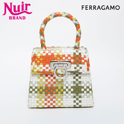 Salvatore Ferragamo INTRECCIATO Leather Gancini Handbag multicolor WS21600