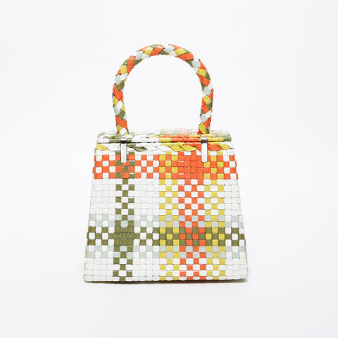 Salvatore Ferragamo INTRECCIATO Leather Gancini Handbag multicolor WS21600
