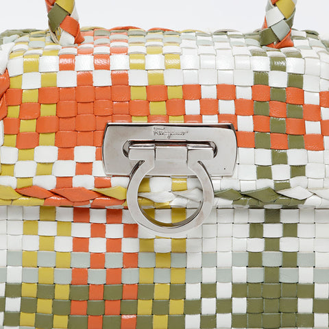 Salvatore Ferragamo INTRECCIATO Leather Gancini Handbag multicolor WS21600