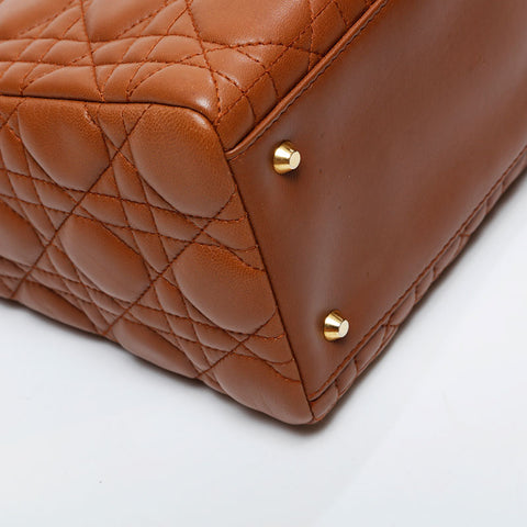 Christian Dior Lambskin Lady Dior Small 2way Handbag Brown WS21602