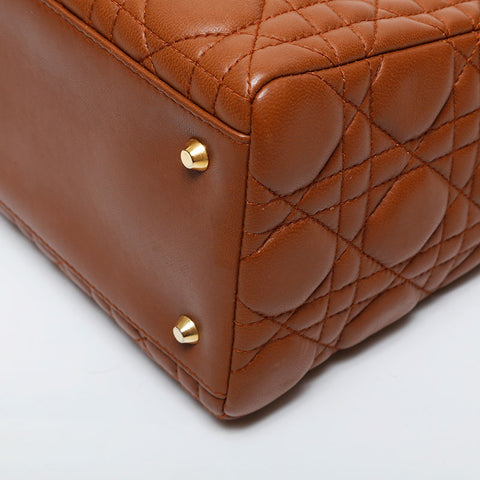 Christian Dior Lambskin Lady Dior Small 2way Handbag Brown WS21602