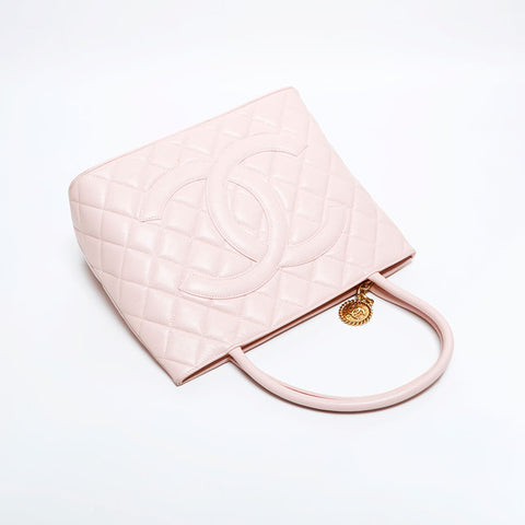 CHANEL No. 7 Caviar Skin 2002-2003 Replica Tote Medallion Tote Bag pink WS21603