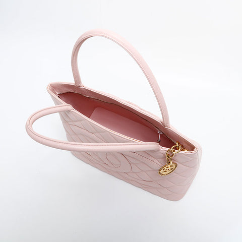 CHANEL No. 7 Caviar Skin 2002-2003 Replica Tote Medallion Tote Bag pink WS21603