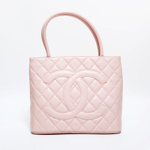 CHANEL No. 7 Caviar Skin 2002-2003 Replica Tote Medallion Tote Bag pink WS21603