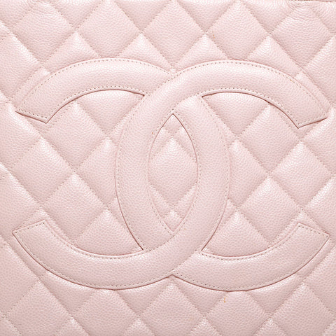 CHANEL No. 7 Caviar Skin 2002-2003 Replica Tote Medallion Tote Bag pink WS21603