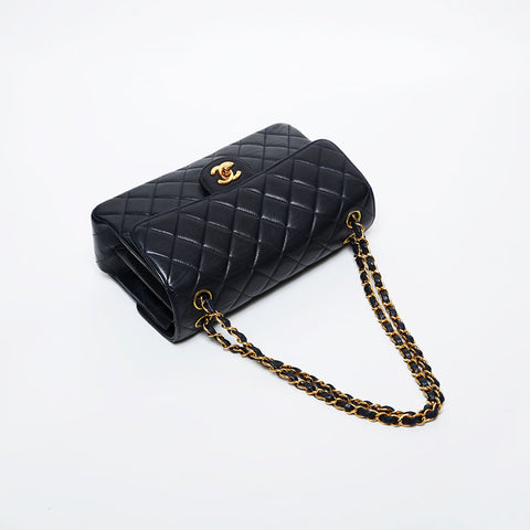 CHANEL No. 4 1996-1997 Lambskin Matelasse Chain 9.8" Double Face Shoulder Bag Navy WS21604
