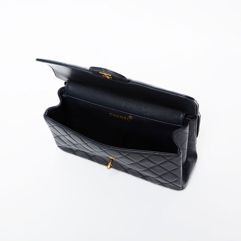CHANEL No. 4 1996-1997 Lambskin Matelasse Chain 9.8" Double Face Shoulder Bag Navy WS21604
