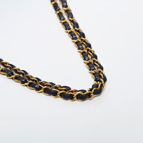CHANEL No. 4 1996-1997 Lambskin Matelasse Chain 9.8" Double Face Shoulder Bag Navy WS21604
