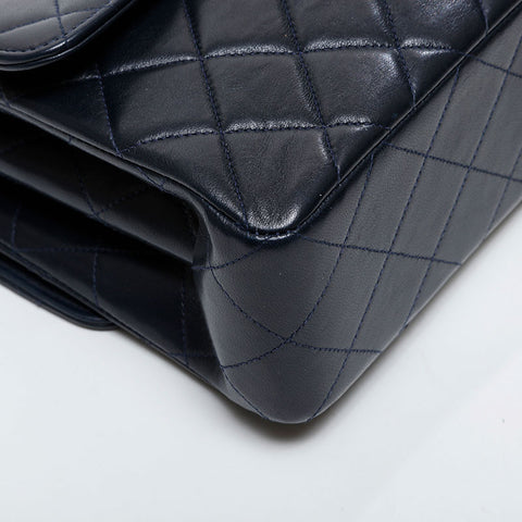 CHANEL No. 4 1996-1997 Lambskin Matelasse Chain 9.8" Double Face Shoulder Bag Navy WS21604