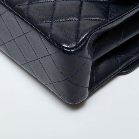 CHANEL No. 4 1996-1997 Lambskin Matelasse Chain 9.8" Double Face Shoulder Bag Navy WS21604