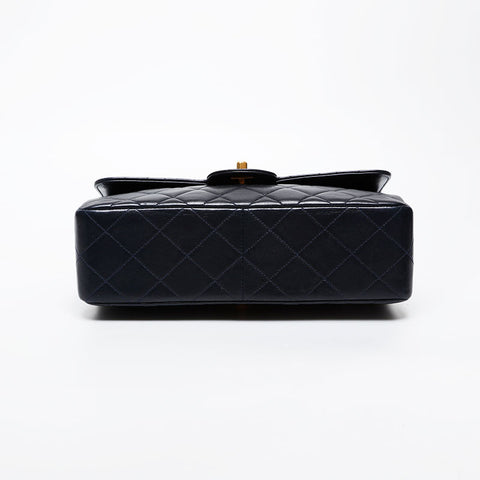 CHANEL No. 4 1996-1997 Lambskin Matelasse Chain 9.8" Double Face Shoulder Bag Navy WS21604