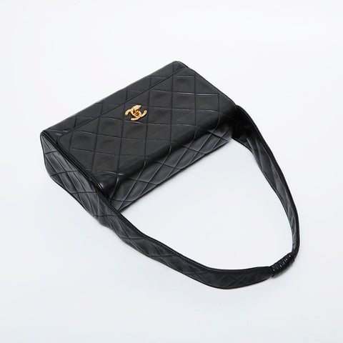CHANEL No. 3 1994-1996 Lambskin Matelasse Shoulder Bag black WS21605