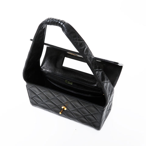 CHANEL No. 3 1994-1996 Lambskin Matelasse Shoulder Bag black WS21605