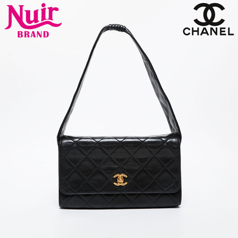 CHANEL No. 3 1994-1996 Lambskin Matelasse Shoulder Bag black WS21605