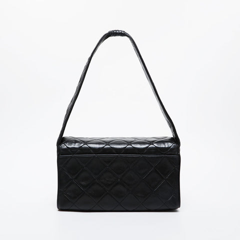 CHANEL No. 3 1994-1996 Lambskin Matelasse Shoulder Bag black WS21605