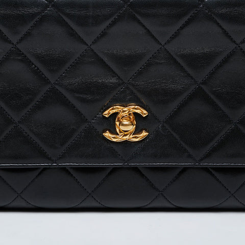 CHANEL No. 3 1994-1996 Lambskin Matelasse Shoulder Bag black WS21605