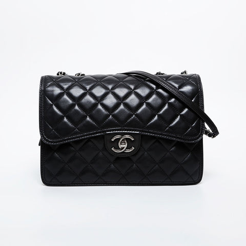 CHANEL No. 18 2013-2014 Lambskin Matelasse Chain Shoulder Bag black WS21606