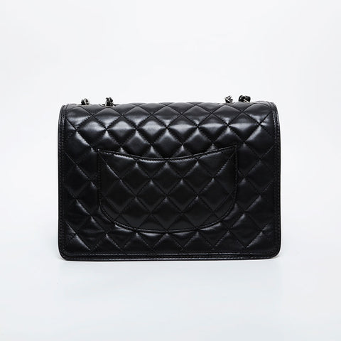 CHANEL No. 18 2013-2014 Lambskin Matelasse Chain Shoulder Bag black WS21606