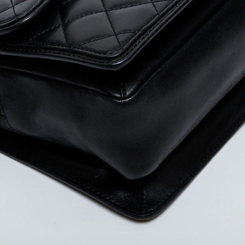 CHANEL No. 18 2013-2014 Lambskin Matelasse Chain Shoulder Bag black WS21606