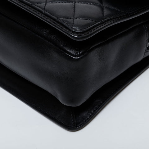 CHANEL No. 18 2013-2014 Lambskin Matelasse Chain Shoulder Bag black WS21606