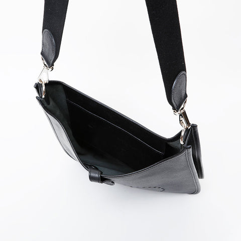 HERMES ◻︎K engraved 2007 Evelyn 1 PM Epsom Shoulder Bag black WS21610