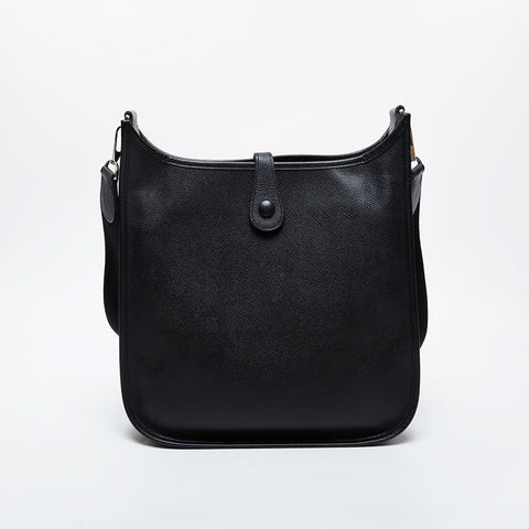 HERMES ◻︎K engraved 2007 Evelyn 1 PM Epsom Shoulder Bag black WS21610