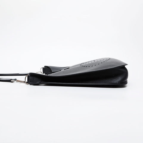 HERMES ◻︎K engraved 2007 Evelyn 1 PM Epsom Shoulder Bag black WS21610