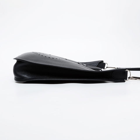 HERMES ◻︎K engraved 2007 Evelyn 1 PM Epsom Shoulder Bag black WS21610