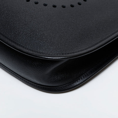 HERMES ◻︎K engraved 2007 Evelyn 1 PM Epsom Shoulder Bag black WS21610