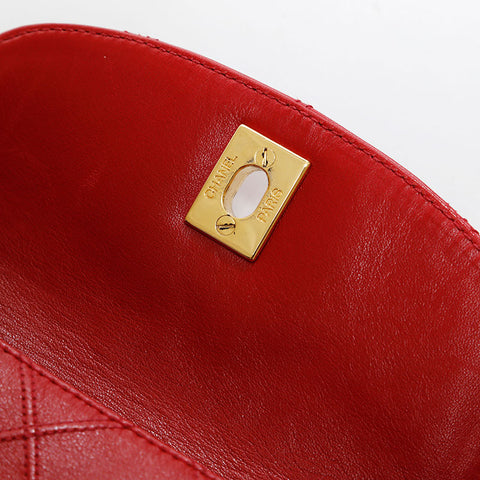 CHANEL Bicolor lambskin belt Waist bag Red WS21611