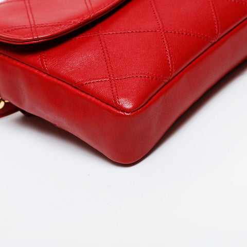 CHANEL Bicolor lambskin belt Waist bag Red WS21611