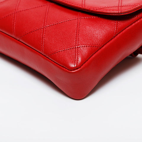 CHANEL Bicolor lambskin belt Waist bag Red WS21611