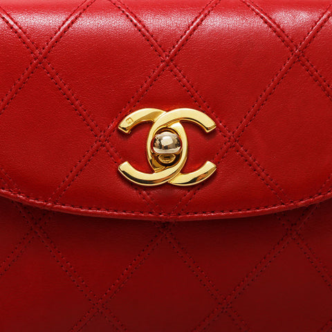 CHANEL Bicolor lambskin belt Waist bag Red WS21611